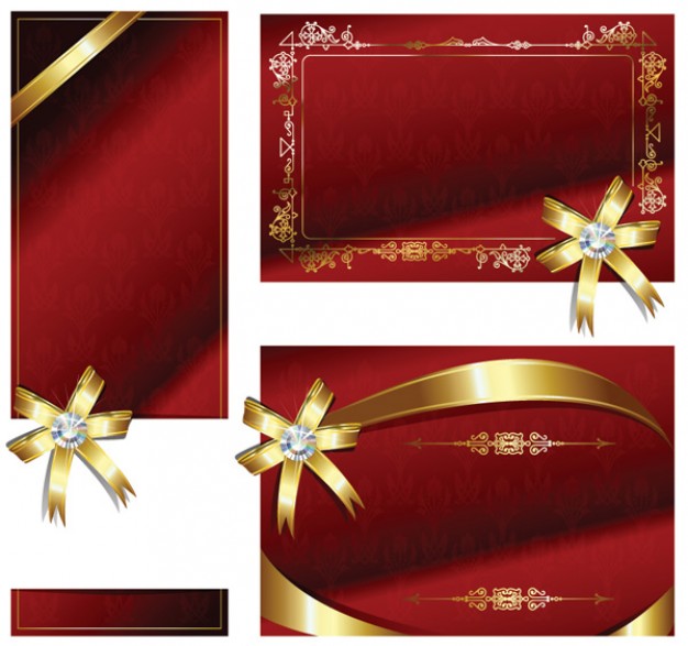 Gift red Shopping cards with golden ribbons and bows about Business Greeting card